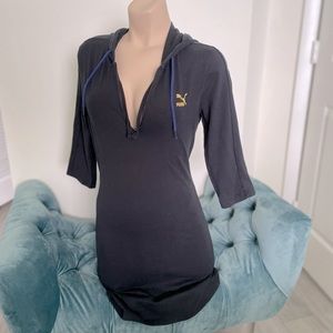 Puma Black Hoodie Pullover Dress with Embellished Label